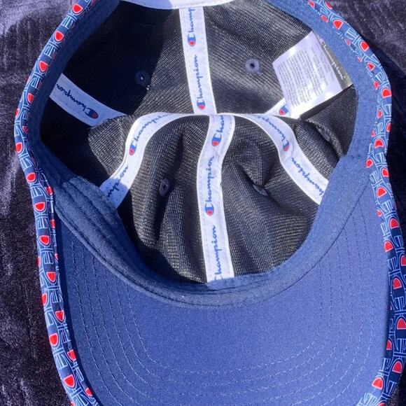 Womens Blue Champion Adjustable Baseball Hat Outdoor Cap Workout Hat - Picture 9 of 10